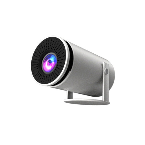 NightFrame mini projector in white, front view with lens